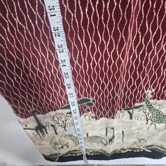 Vintage 90s Top Secret Dress 1XL Burgundy Safari Border Print Midi Maxi - Picture 14 of 14